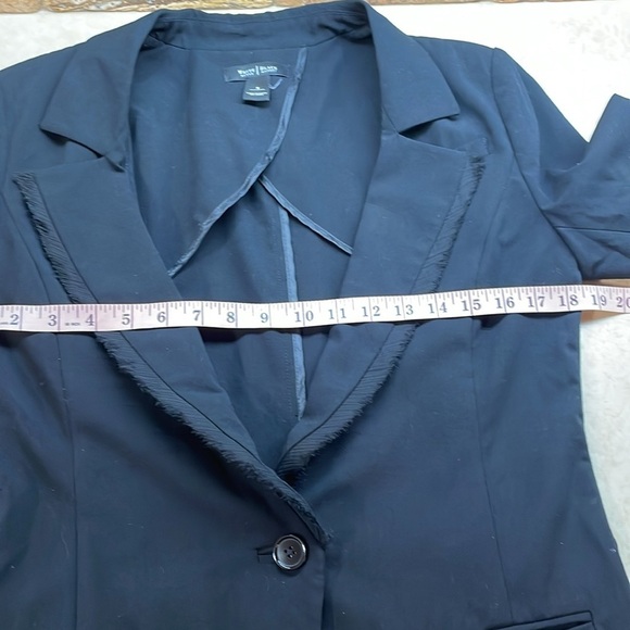 White House Black Market Black Raw Edge Trim Blazer Jacket Women’s Small Button - Picture 6 of 13